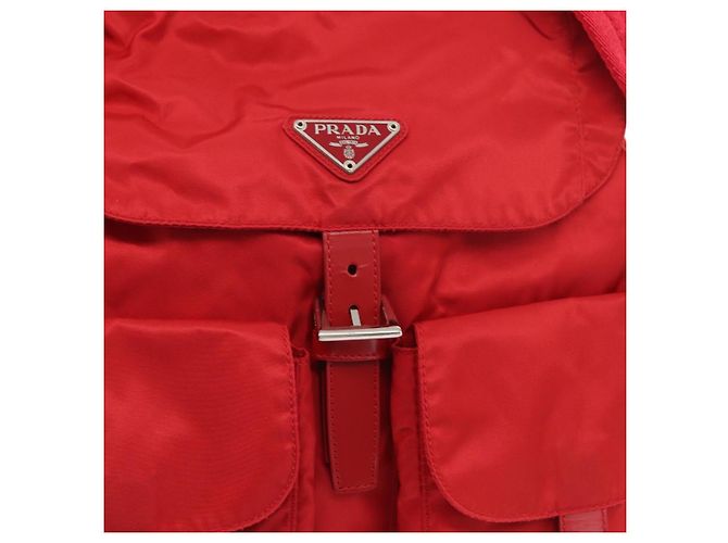 PRADA Backpack Nylon Red Silver Auth ar13819 Silvery - view 18
