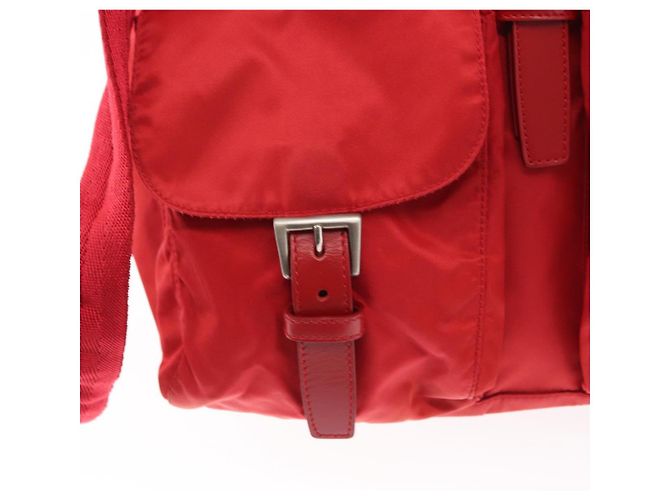 PRADA Backpack Nylon Red Silver Auth ar13819 Silvery - view 19