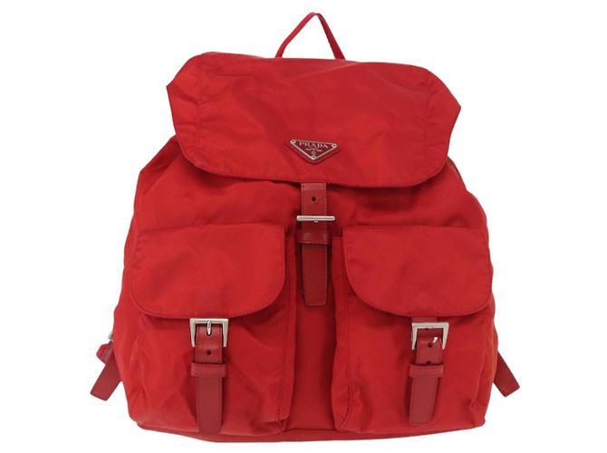 PRADA Backpack Nylon Red Silver Auth ar13819 Silvery - view 2