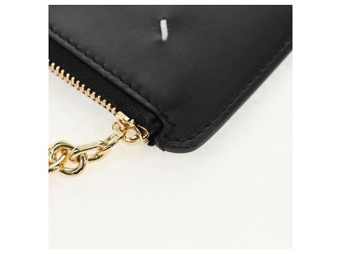 Autre Marque Maison Margiela Custodia Fragmento 4 Stitch Portafoglio Compatto in Pelle Nera Auth 154938M - vista 11