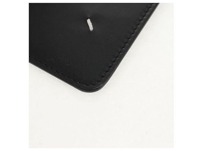 Autre Marque Maison Margiela Custodia Fragmento 4 Stitch Portafoglio Compatto in Pelle Nera Auth 154938M - vista 12