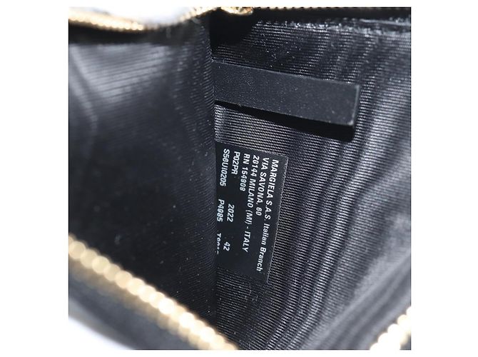 Autre Marque Maison Margiela Custodia Fragmento 4 Stitch Portafoglio Compatto in Pelle Nera Auth 154938M - vista 16