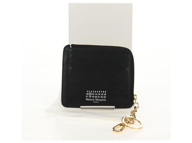 Autre Marque Maison Margiela Custodia Fragmento 4 Stitch Portafoglio Compatto in Pelle Nera Auth 154938M - vista 18