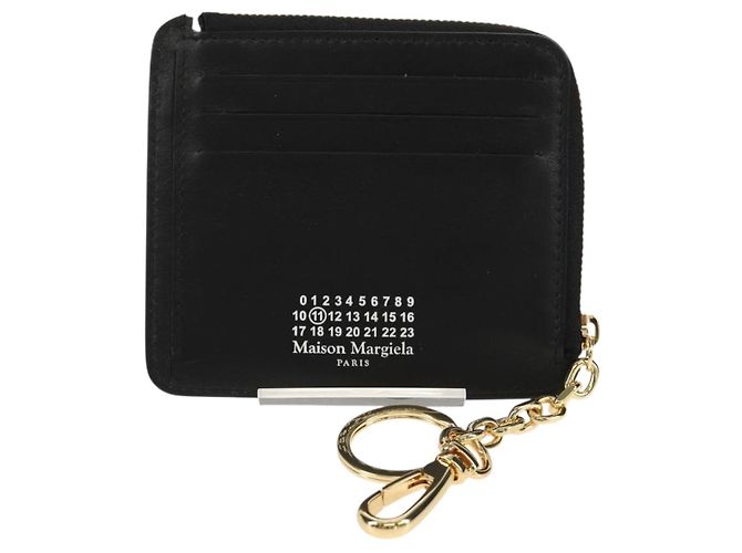Autre Marque Maison Margiela Custodia Fragmento 4 Stitch Portafoglio Compatto in Pelle Nera Auth 154938M - vista 2