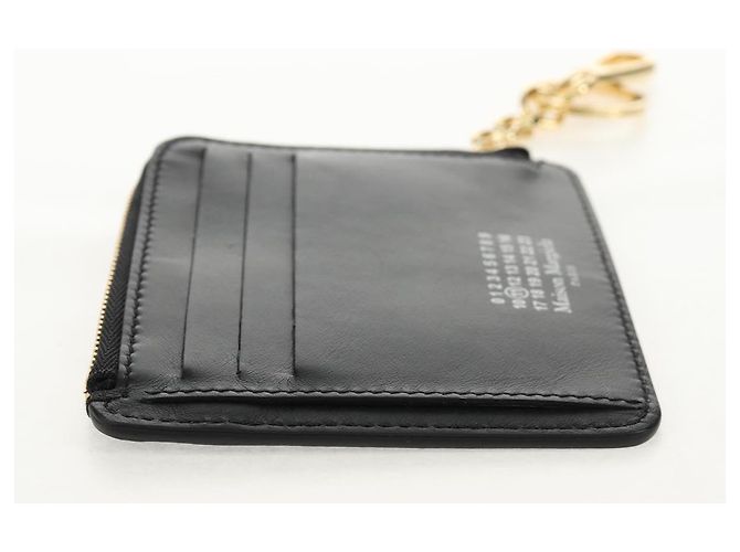 Autre Marque Maison Margiela Custodia Fragmento 4 Stitch Portafoglio Compatto in Pelle Nera Auth 154938M - vista 4