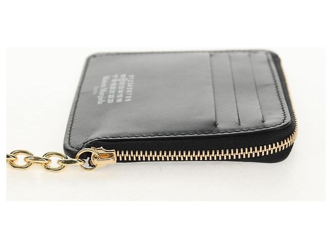 Autre Marque Maison Margiela Custodia Fragmento 4 Stitch Portafoglio Compatto in Pelle Nera Auth 154938M - vista 5