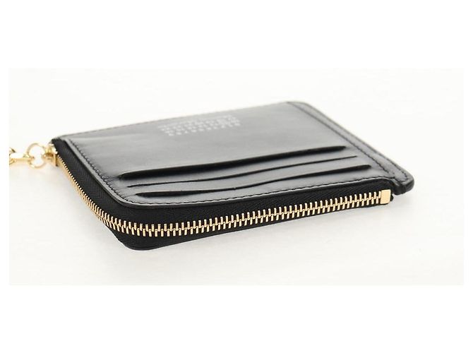 Autre Marque Maison Margiela Custodia Fragmento 4 Stitch Portafoglio Compatto in Pelle Nera Auth 154938M - vista 6