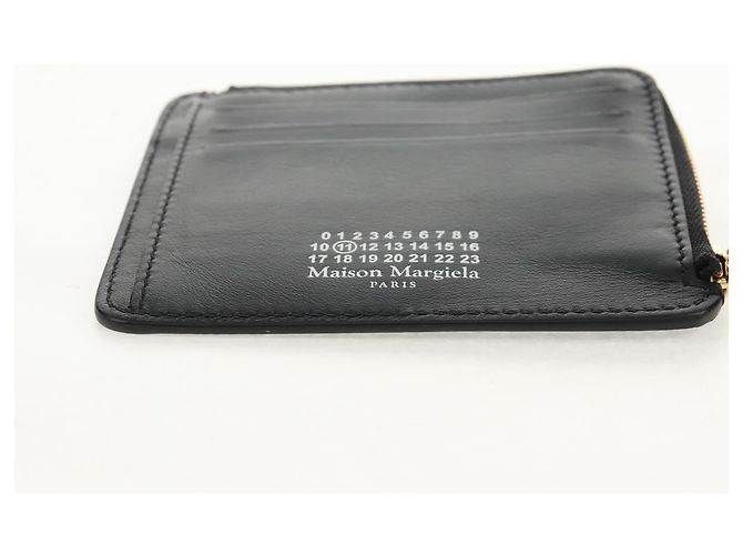 Autre Marque Maison Margiela Custodia Fragmento 4 Stitch Portafoglio Compatto in Pelle Nera Auth 154938M - vista 7
