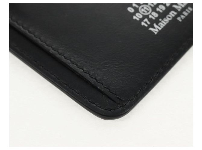 Autre Marque Maison Margiela Custodia Fragmento 4 Stitch Portafoglio Compatto in Pelle Nera Auth 154938M - vista 9