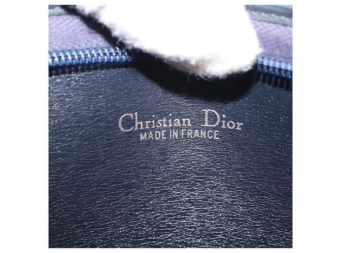 Borsa a Spalla in Tela Trotter Christian Dior Blu Navy Oro Auth 146109 D'oro - vista 16
