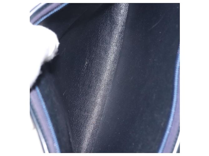 Borsa a Spalla in Tela Trotter Christian Dior Blu Navy Oro Auth 146109 D'oro - vista 20