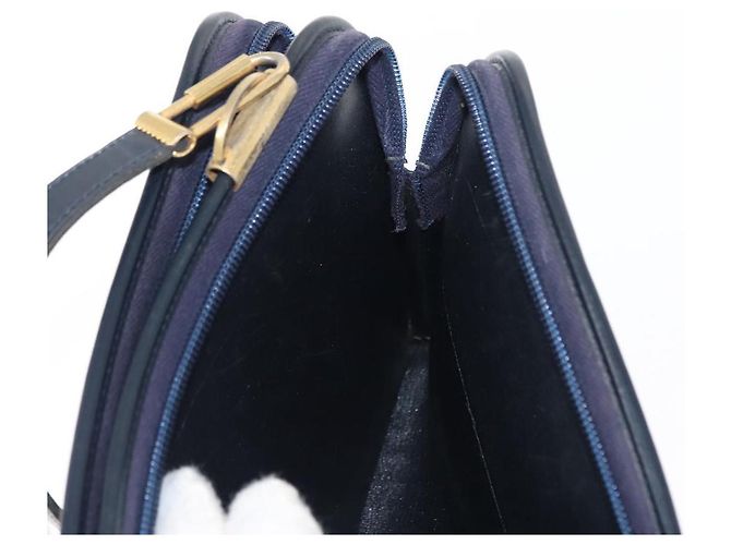 Borsa a Spalla in Tela Trotter Christian Dior Blu Navy Oro Auth 146109 D'oro - vista 22