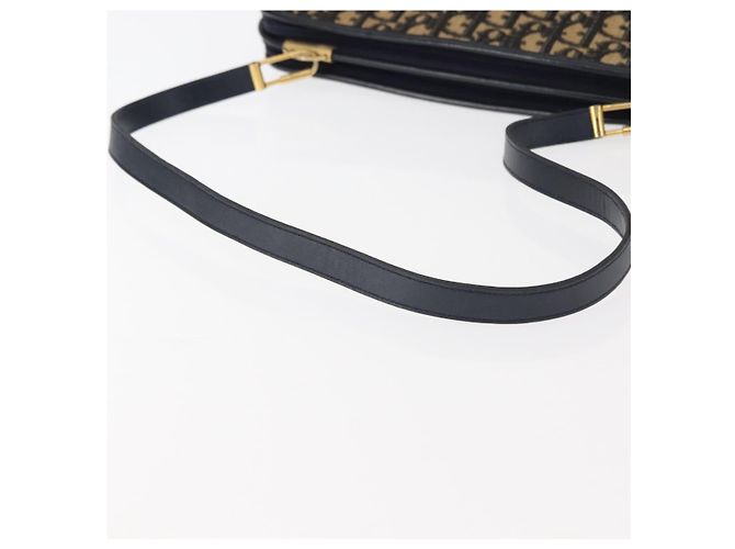 Borsa a Spalla in Tela Trotter Christian Dior Blu Navy Oro Auth 146109 D'oro - vista 7
