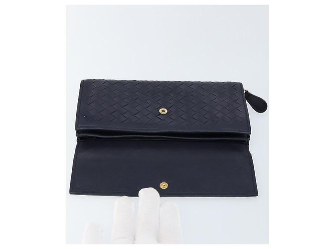 Autre Marque Cartera Larga de Cuero Intrecciato Navy Auth ki6102 Azul marino - vista 12