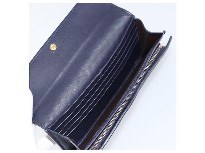 Autre Marque Cartera Larga de Cuero Intrecciato Navy Auth ki6102 Azul marino - vista 13