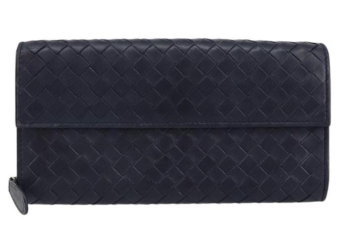 Autre Marque Cartera Larga de Cuero Intrecciato Navy Auth ki6102 Azul marino - vista 2