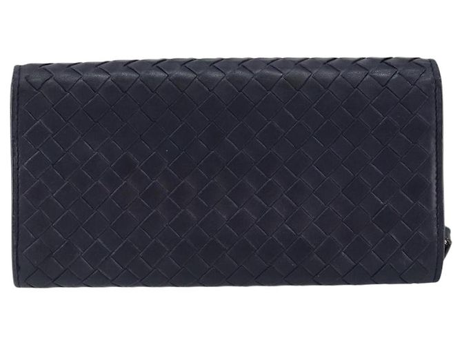 Autre Marque Cartera Larga de Cuero Intrecciato Navy Auth ki6102 Azul marino - vista 3