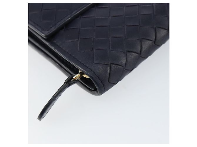 Autre Marque Cartera Larga de Cuero Intrecciato Navy Auth ki6102 Azul marino - vista 9
