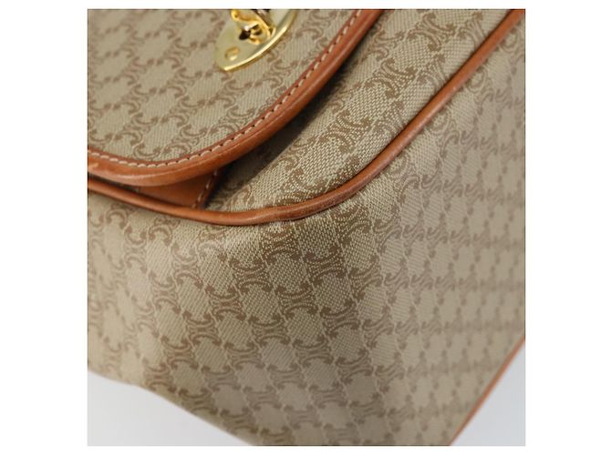 Céline Borsa a Spalla in Tela Macadam CELINE PVC Beige Oro Auth 144918 D'oro - vista 11