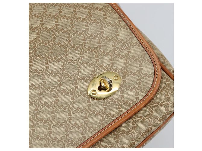 Céline Borsa a Spalla in Tela Macadam CELINE PVC Beige Oro Auth 144918 D'oro - vista 14