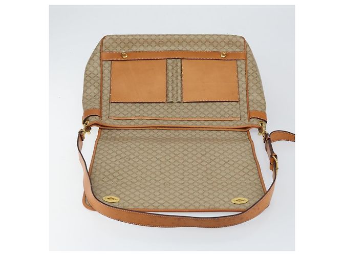 Céline Borsa a Spalla in Tela Macadam CELINE PVC Beige Oro Auth 144918 D'oro - vista 16
