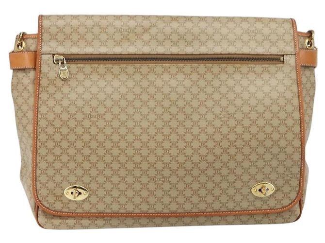 Céline Borsa a Spalla in Tela Macadam CELINE PVC Beige Oro Auth 144918 D'oro - vista 2