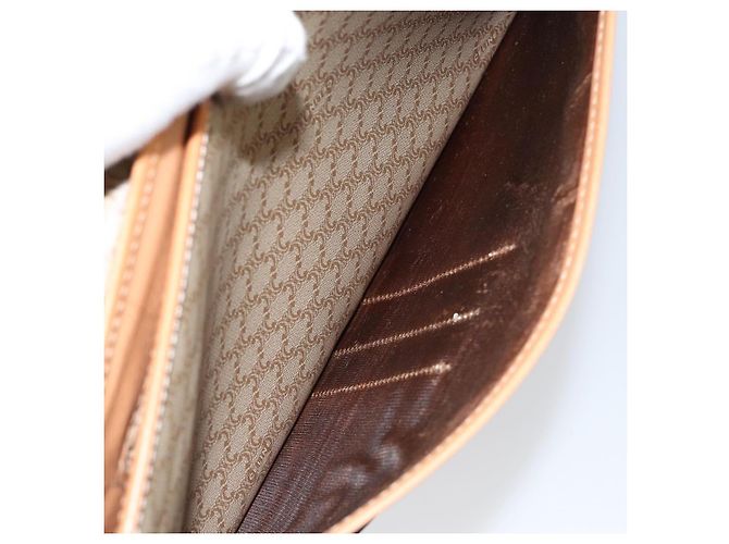 Céline Borsa a Spalla in Tela Macadam CELINE PVC Beige Oro Auth 144918 D'oro - vista 22