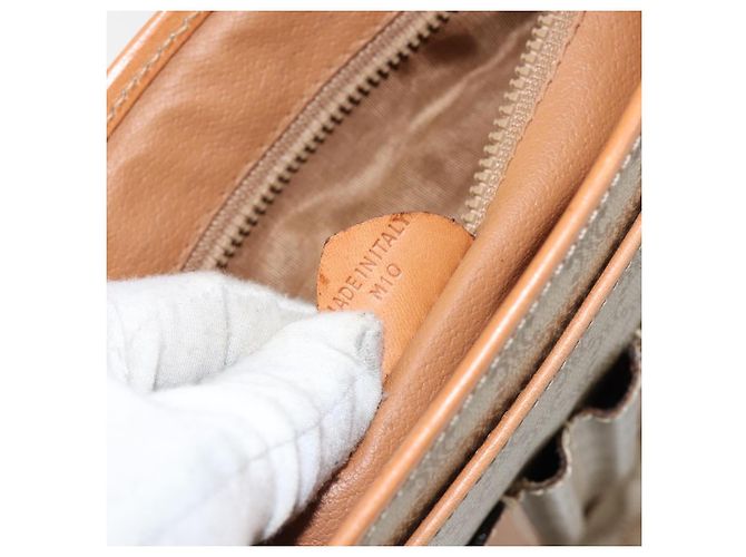Céline Borsa a Spalla in Tela Macadam CELINE PVC Beige Oro Auth 144918 D'oro - vista 25