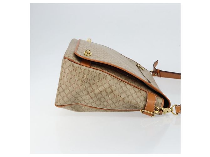 Céline Borsa a Spalla in Tela Macadam CELINE PVC Beige Oro Auth 144918 D'oro - vista 4