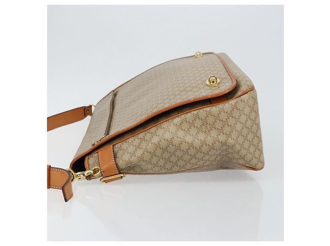 Céline Borsa a Spalla in Tela Macadam CELINE PVC Beige Oro Auth 144918 D'oro - vista 5