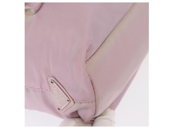 Borsa Tote Prada in Nylon Rosa Argento Auth 151432 - vista 10