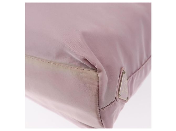 Borsa Tote Prada in Nylon Rosa Argento Auth 151432 - vista 13
