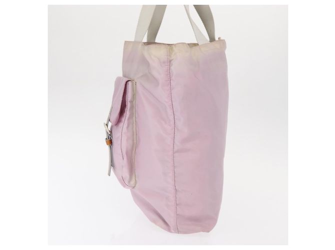 Borsa Tote Prada in Nylon Rosa Argento Auth 151432 - vista 4