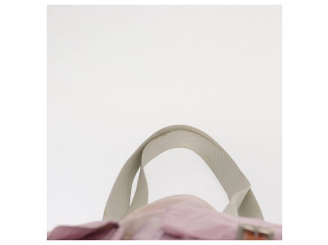 Borsa Tote Prada in Nylon Rosa Argento Auth 151432 - vista 8
