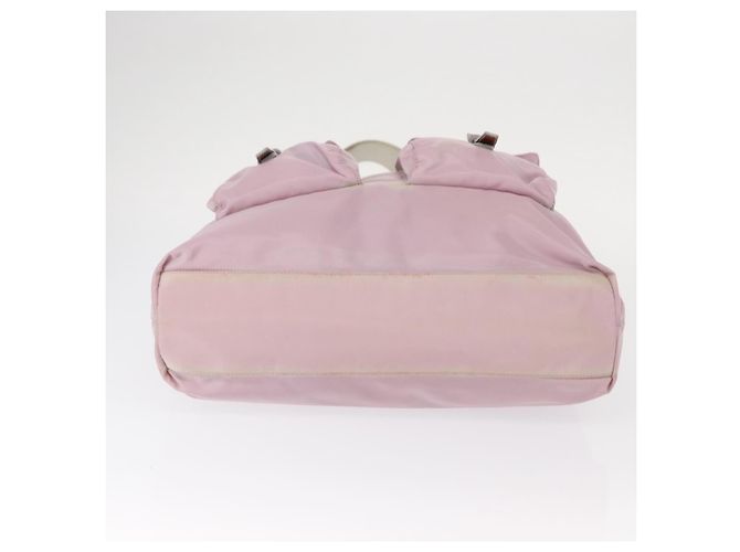 Borsa Tote Prada in Nylon Rosa Argento Auth 151432 - vista 9