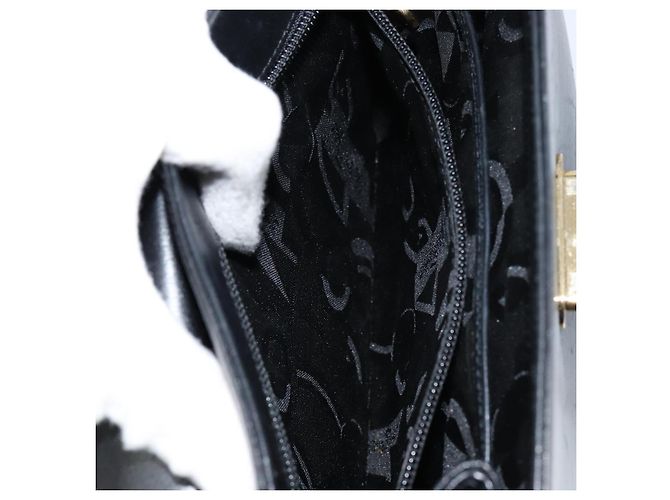 Borsa a mano Gancini in pelle nera e oro Salvatore Ferragamo Auth 155657 Nero D'oro - vista 21