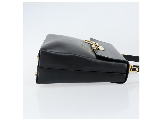 Borsa a mano Gancini in pelle nera e oro Salvatore Ferragamo Auth 155657 Nero D'oro - vista 4