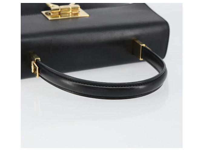 Borsa a mano Gancini in pelle nera e oro Salvatore Ferragamo Auth 155657 Nero D'oro - vista 7