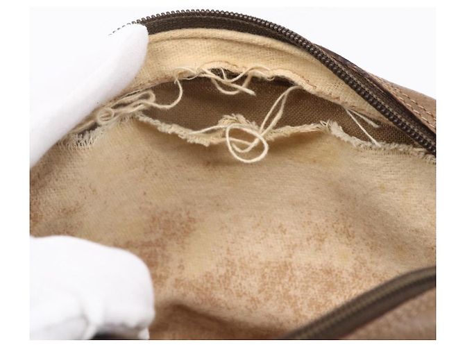 Borsa Gucci GG Supreme Web Sherry Line in PVC beige e oro 116 02 089 Auth BA7464 D'oro - vista 10