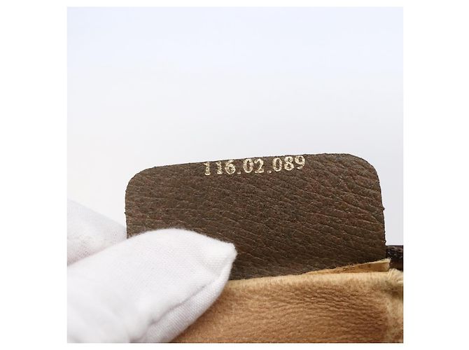 Borsa Gucci GG Supreme Web Sherry Line in PVC beige e oro 116 02 089 Auth BA7464 D'oro - vista 12