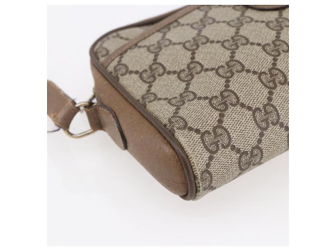 Borsa Gucci GG Supreme Web Sherry Line in PVC beige e oro 116 02 089 Auth BA7464 D'oro - vista 14