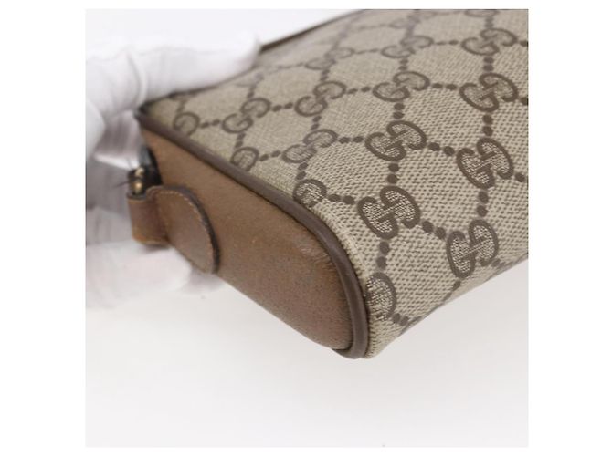Borsa Gucci GG Supreme Web Sherry Line in PVC beige e oro 116 02 089 Auth BA7464 D'oro - vista 16