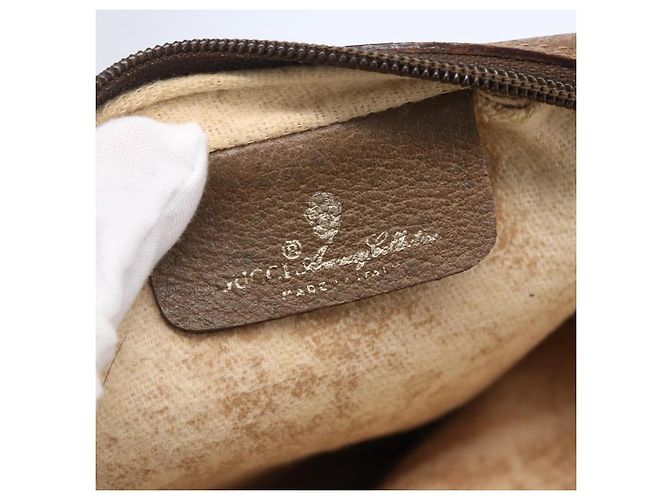Borsa Gucci GG Supreme Web Sherry Line in PVC beige e oro 116 02 089 Auth BA7464 D'oro - vista 19