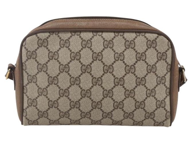 Borsa Gucci GG Supreme Web Sherry Line in PVC beige e oro 116 02 089 Auth BA7464 D'oro - vista 2