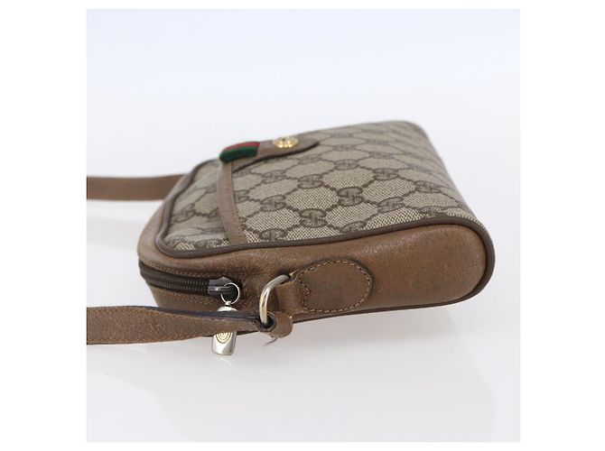 Borsa Gucci GG Supreme Web Sherry Line in PVC beige e oro 116 02 089 Auth BA7464 D'oro - vista 3