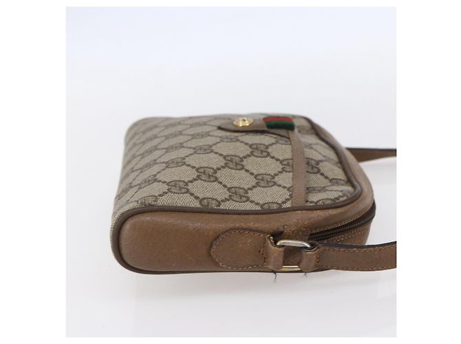 Borsa Gucci GG Supreme Web Sherry Line in PVC beige e oro 116 02 089 Auth BA7464 D'oro - vista 4
