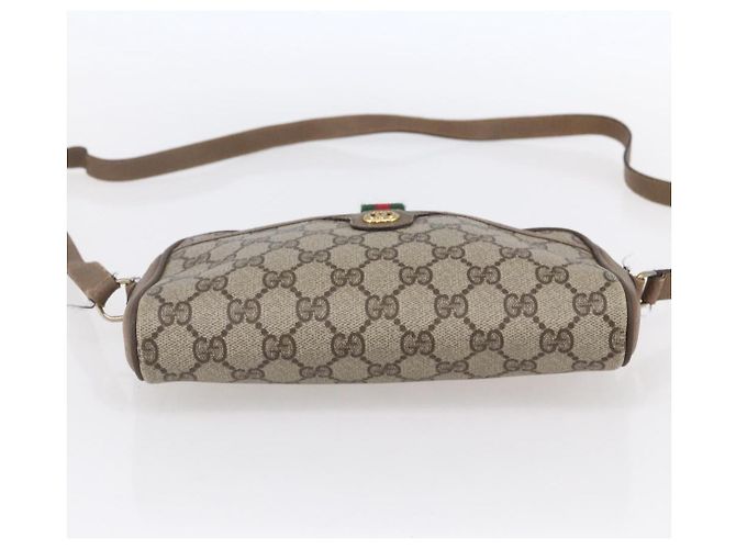 Borsa Gucci GG Supreme Web Sherry Line in PVC beige e oro 116 02 089 Auth BA7464 D'oro - vista 5