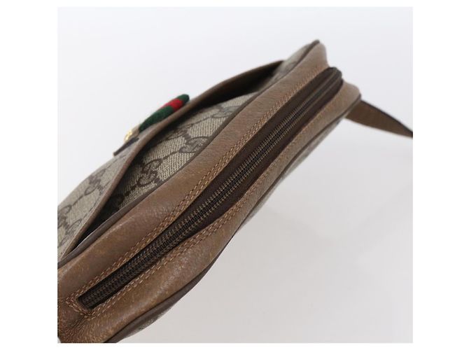 Borsa Gucci GG Supreme Web Sherry Line in PVC beige e oro 116 02 089 Auth BA7464 D'oro - vista 6