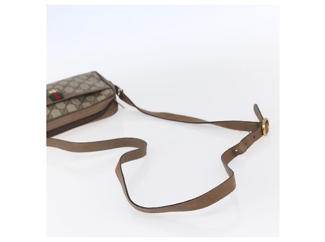 Borsa Gucci GG Supreme Web Sherry Line in PVC beige e oro 116 02 089 Auth BA7464 D'oro - vista 7
