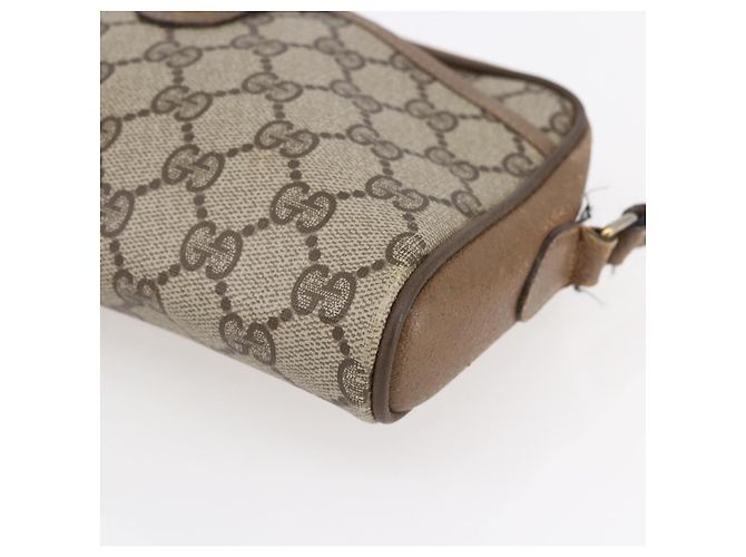 Borsa Gucci GG Supreme Web Sherry Line in PVC beige e oro 116 02 089 Auth BA7464 D'oro - vista 9
